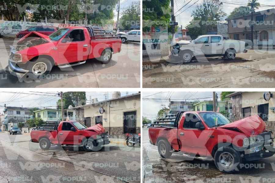 Fuerte choque manda camioneta contra poste de madera en Ciudad Madero, Tamaulipas