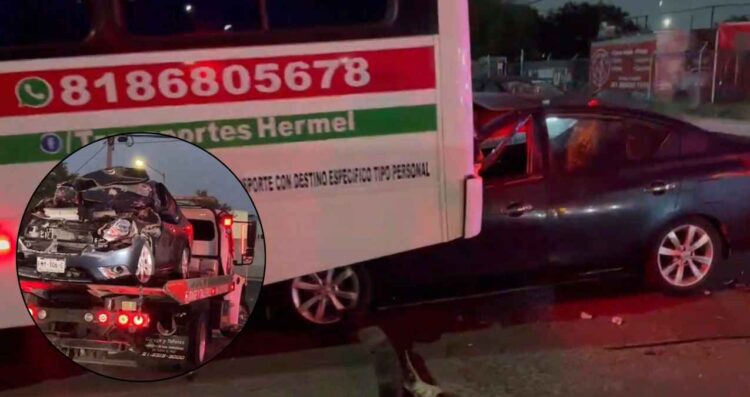 Fuerte colisión en Apodaca, Nuevo León, deja a una pareja prensada