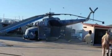 Helicóptero de la Marina aterriza de emergencia en Sinaloa por falla en el motor