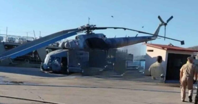 Helicóptero de la Marina aterriza de emergencia en Sinaloa por falla en el motor