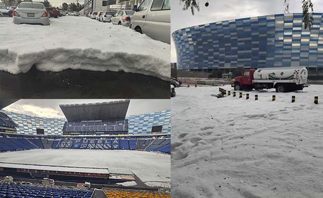 Intensa granizada sorprende a habitantes del norte de Puebla