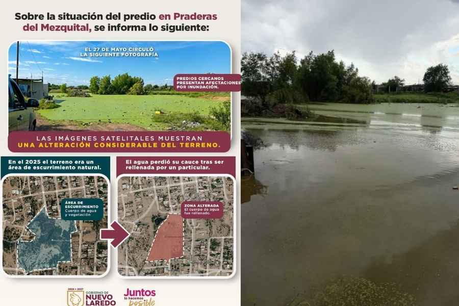 Investigan relleno de cuerpo de agua natural en Nuevo Laredo, Tamaulipas