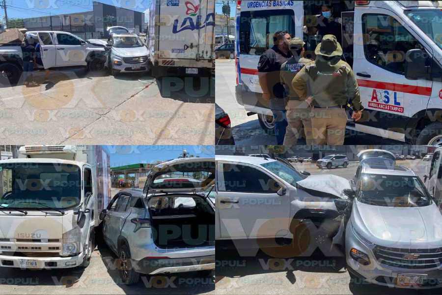 Menor resulta lesionada tras choque múltiple en Altamira, Tamaulipas