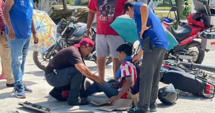 Motociclista lesionado en El Mante