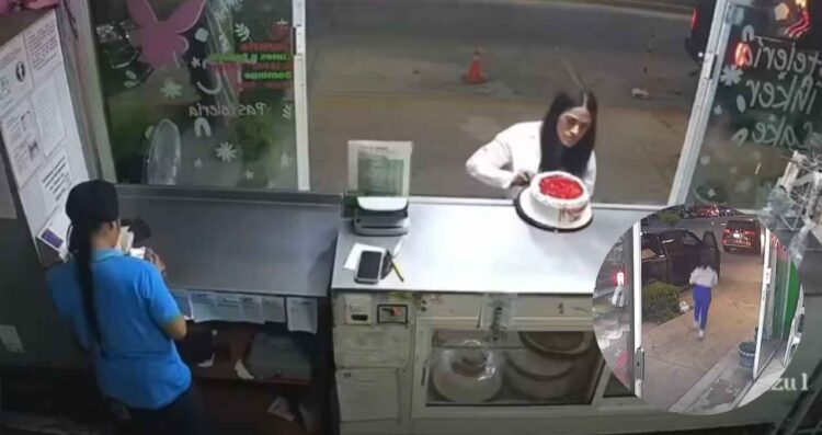 Mujer es captada robando un pastel en Acapulco, Guerrero, y se vuelve viral