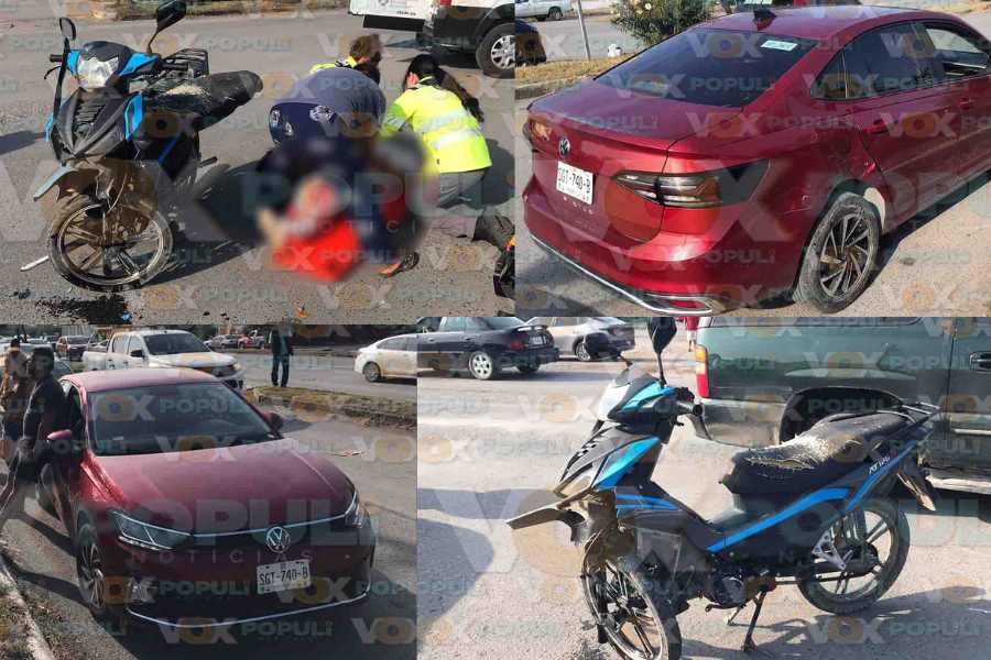 Retorno imprudente deja dos motociclistas lesionados en Ciudad Victoria, Tamaulipas (1)