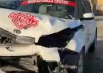 Taxista provoca fuerte choque en cruce conflictivo en Matamoros, Tamaulipas