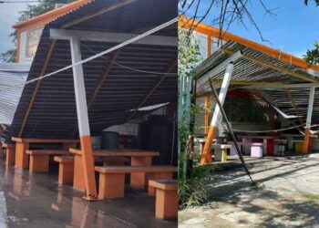 Techo de lámina colapsa en primaria tras fuertes lluvias en Juárez, NL
