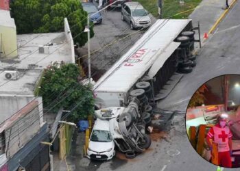 Trailero muere al quedar prensado tras fatal volcadura en San Nicolás, Nuevo León