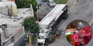 Trailero muere al quedar prensado tras fatal volcadura en San Nicolás, Nuevo León