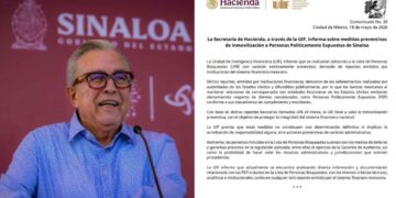 UIF emite comunicado tras bloqueo de cuentas bancarias de Rubén Rocha y nueve funcionarios de Sinaloa
