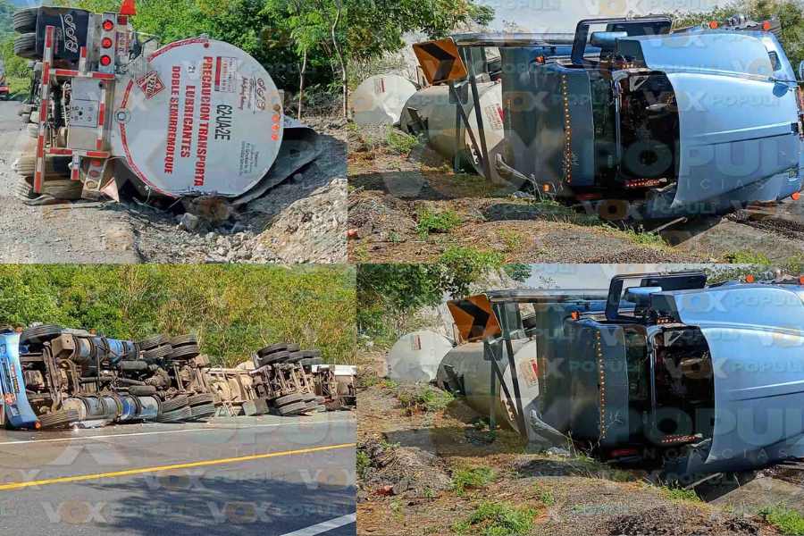 Vuelca tractocamión con lubricante en la carretera Rumbo Nuevo–Victoria en Tamaulipas