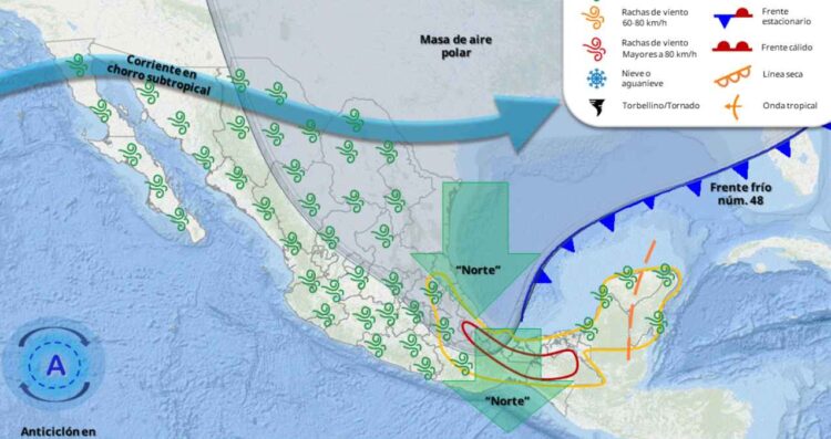 _frente frío 48 hoy en México