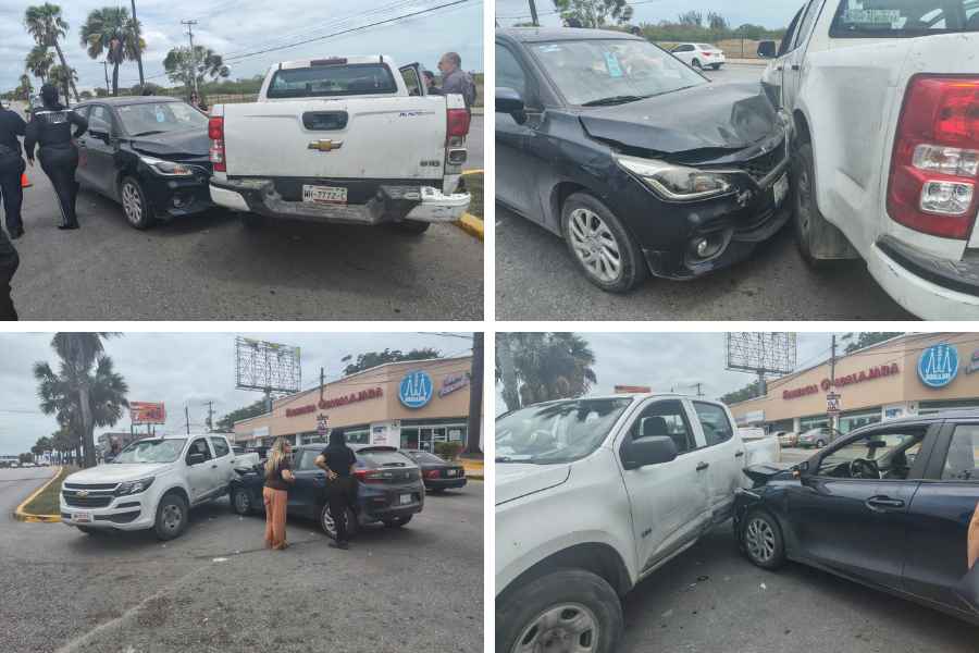 fuerte choque camionetas en Tampico