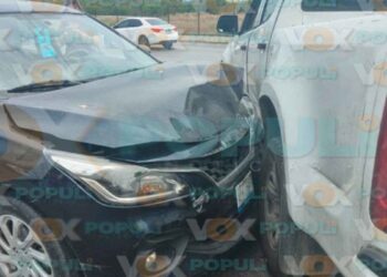 fuerte choque camionetas en Tampico