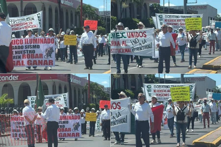 manifestación jubilados de Pemex Tampico
