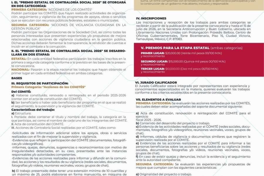 Premio Contraloría Social Tamaulipas