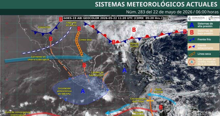 ¿Cuáles regiones de México tienen probabilidad de granizo y tormentas este 22 de mayo?