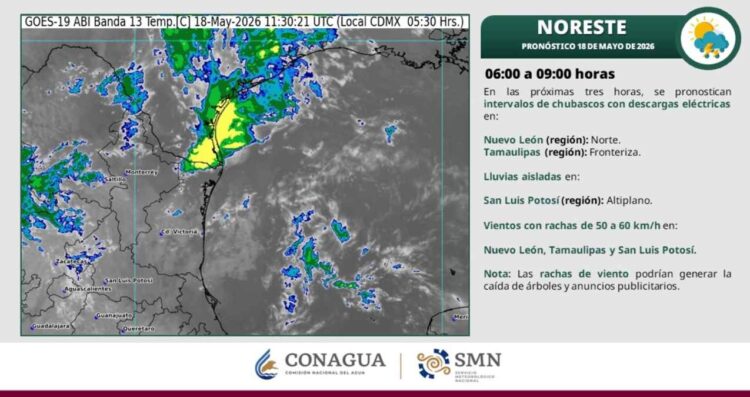 ¿Se esperan tormentas eléctricas y ráfagas de viento en Tamaulipas este 18 de mayo?