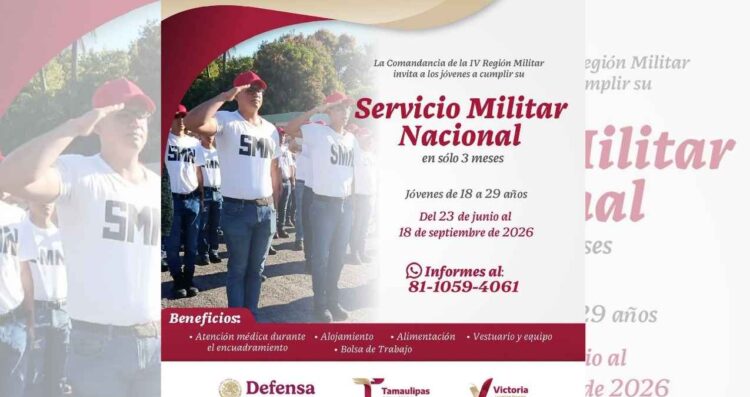 Abren convocatoria para Servicio Militar de solo tres meses en Ciudad Victoria, Tamaulipas
