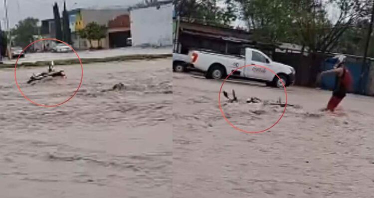 Lluvias arrastrar motocicleta Monterrey