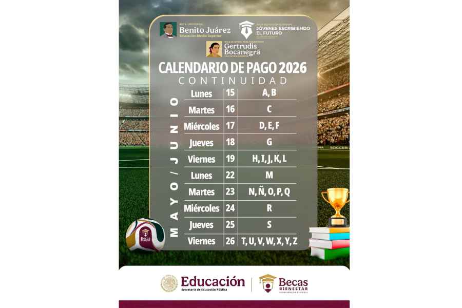 Así quedó el calendario de pagos de la Beca Benito Juárez 2026 del bimestre mayo-junio en Tamaulipas