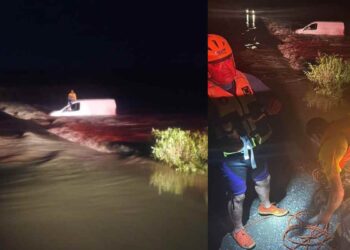 Auxilian a un hombre y dos menores tras quedar atrapados en la corriente de un vado de Cadereyta, NL
