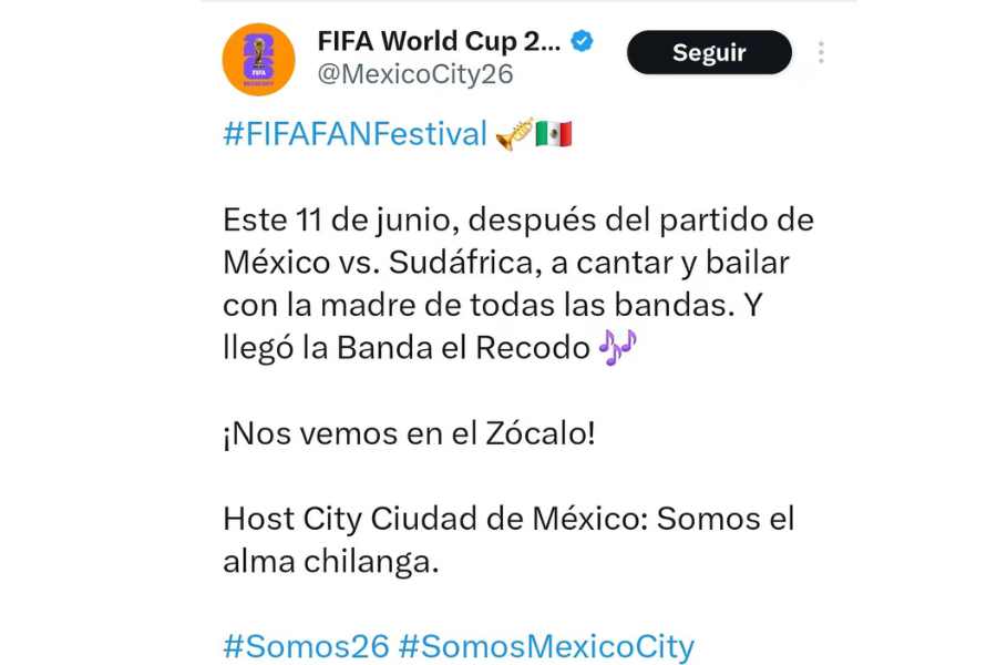 Banda El Recodo tocará gratis en el Zócalo por Mundial 2026
