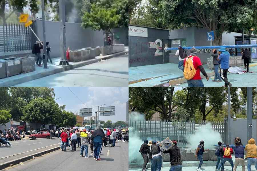 CNTE irrumpe en oficinas de la SEP en CDMX durante protesta