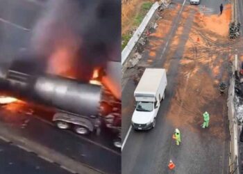 Caos vial en autopista Chamapa-Lechería en el Estado de México tras choque múltiple e incendio de pipa