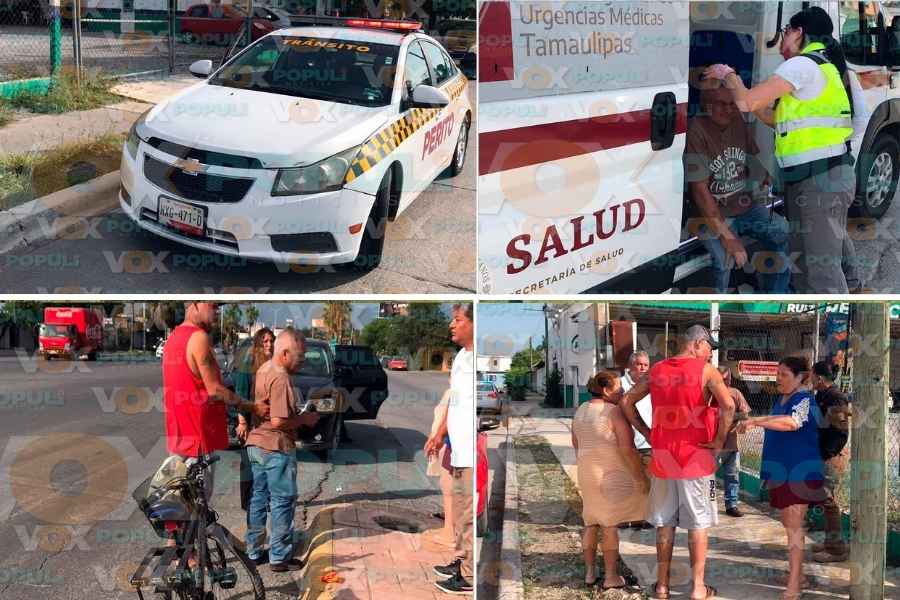 Ciclista resulta lesionado tras ser atropellado por camioneta en Ciudad Victoria, Tamaulipas
