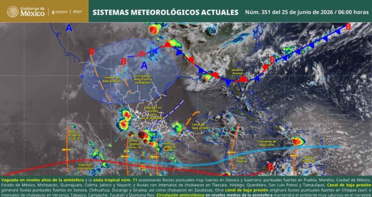 Clima en México este 25 de junio: ¿Dónde afectará el ingreso de la onda tropical 11?