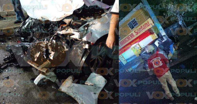 Conductor queda atrapado en su auto tras fuerte choque en bulevar Portes Gil en Tampico, Tamaulipas