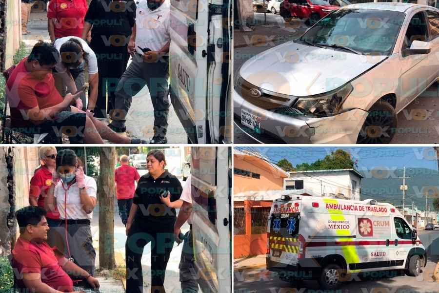 Conductora omite alto y provoca choque con un lesionado en Cd. Victoria, Tamaulipas