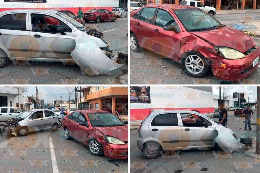 Conductora omite alto y provoca choque múltiple en Ciudad Victoria, Tamaulipas