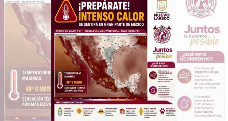 Emiten alerta preventiva por calor intenso el día de hoy en Nuevo Laredo, Tamaulipas