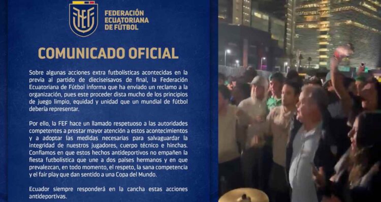 Federación ecuatoriana manifiesta su inconformidad ante 'serenata mexicana' en el hotel de concentración