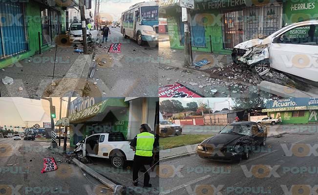 Fuerte choque múltiple en la carretera Tampico-Mante deja tres vehículos dañados