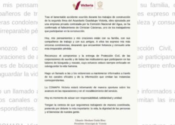 Gattás Báez lamenta fallecimiento de trabajador en acueducto de Cd. Victoria, Tamaulipas