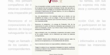 Gattás Báez lamenta fallecimiento de trabajador en acueducto de Cd. Victoria, Tamaulipas