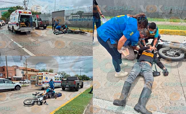 Joven motociclista queda lesionado al colisionar con camioneta en Tampico, Tamaulipas