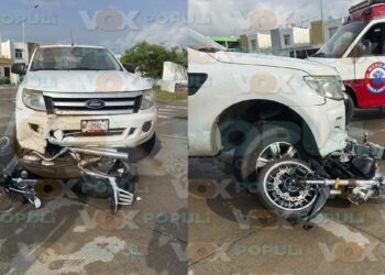 Motociclista queda lesionado al ser impactado por una camioneta en Ciudad Madero, Tamaulipas