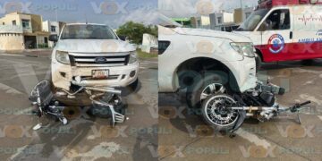 Motociclista queda lesionado al ser impactado por una camioneta en Ciudad Madero, Tamaulipas