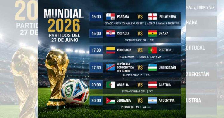 Mundial 2026: ¿Dónde transmitirán EN VIVO los partidos de este 27 de junio y a qué hora?