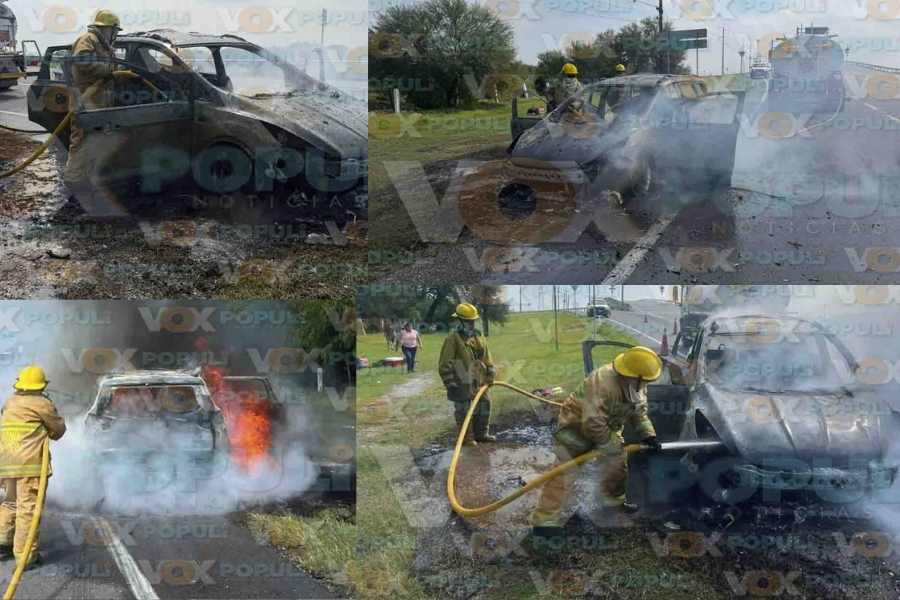 Pareja de Reynosa queda varada tras incendiarse su camioneta en Güémez, Tamaulipas