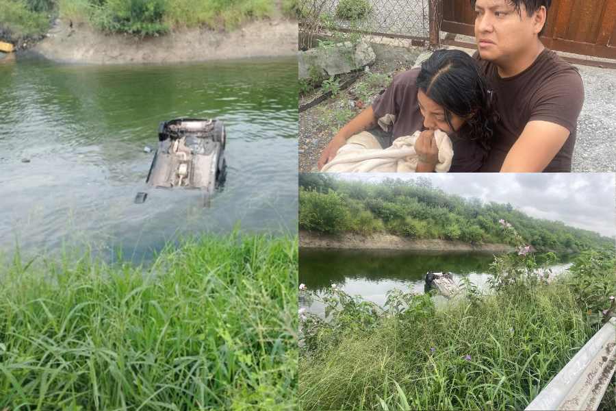 Pareja sale ilesa tras caeren su vehículo a canal en Reynosa, Tamaulipas