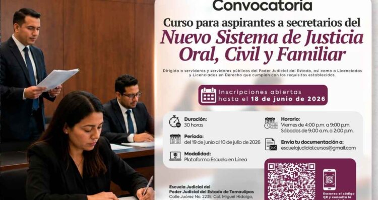 Poder Judicial de Tamaulipas abre nueva convocatoria para 30 plazas disponibles