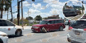 Se registra accidente vehicular bajando el puente elevado de la Central Camionera en Reynosa, Tamaulipas
