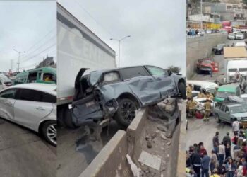 Se registra carambola entre 34 vehículos en Libramiento Rosas Magallón de Tijuana; reportan al menos 6 heridos