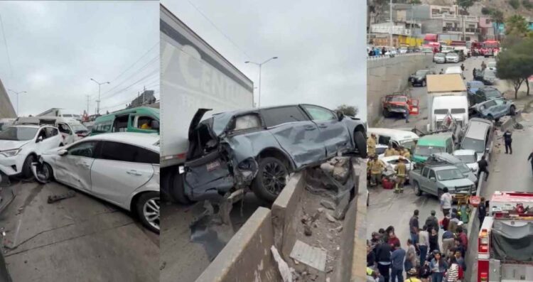 Se registra carambola entre 34 vehículos en Libramiento Rosas Magallón de Tijuana; reportan al menos 6 heridos